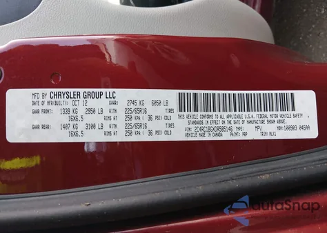 2013 Chrysler Town & Country Touring from USA, damaged, VIN 2C4RC1BGXDR585146